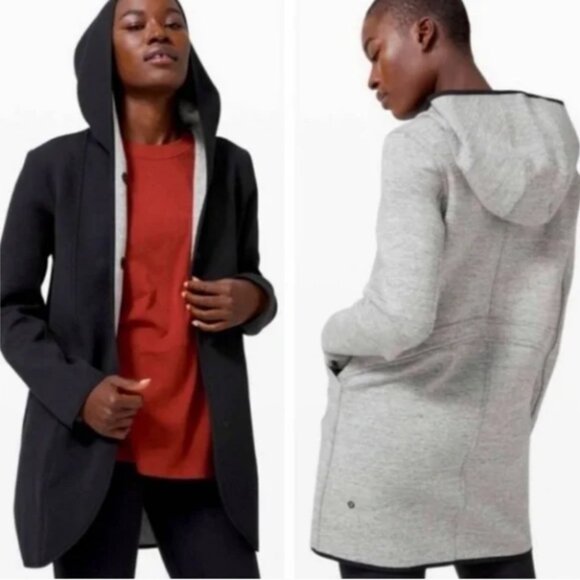 Lululemon Urban Horizons Reversible Hooded Black & Gray Jacket Size Large - Picture 1 of 8